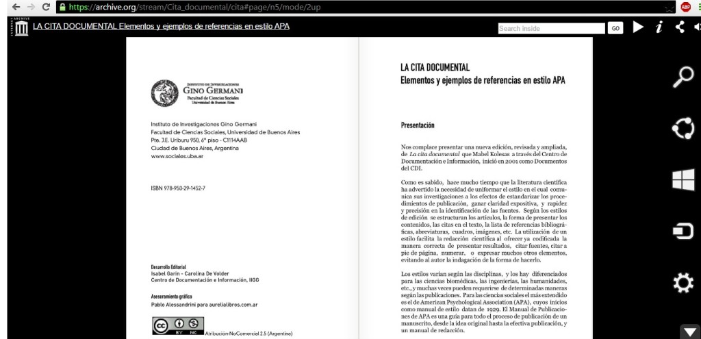 La cita documental en Internet Archive